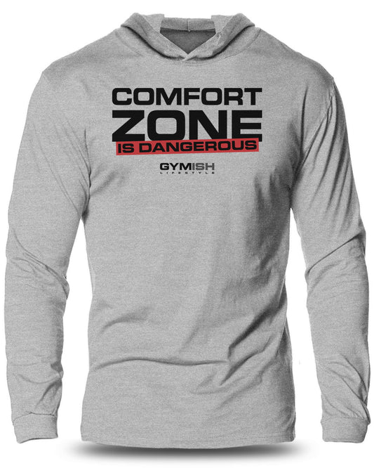 075- Comfort Zone Lightweight Long Sleeve Hooded T-shirt for Men - Gymish - - #Gym Shirts# - - #Workout T-Shirts#