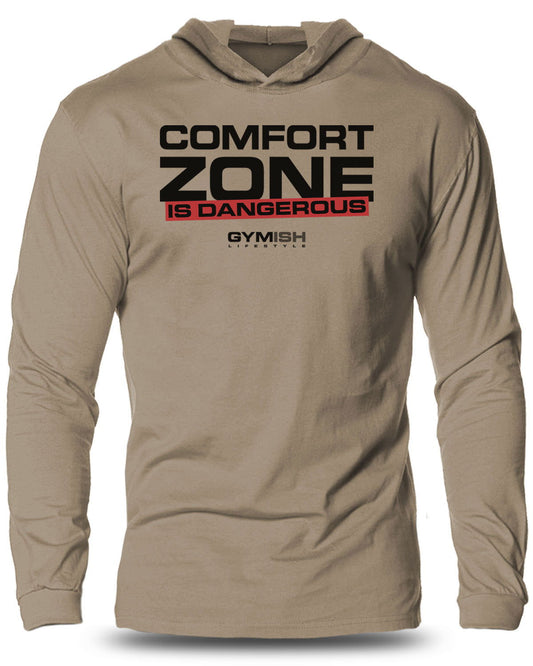 075- Comfort Zone Lightweight Long Sleeve Hooded T-shirt for Men - Gymish - - #Gym Shirts# - - #Workout T-Shirts#