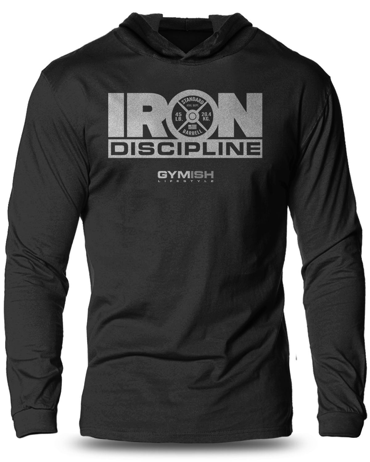 079- IRON DISCIPLINE Lightweight Long Sleeve Hooded T-shirt for Men - Gymish - - #Gym Shirts# - - #Workout T-Shirts#