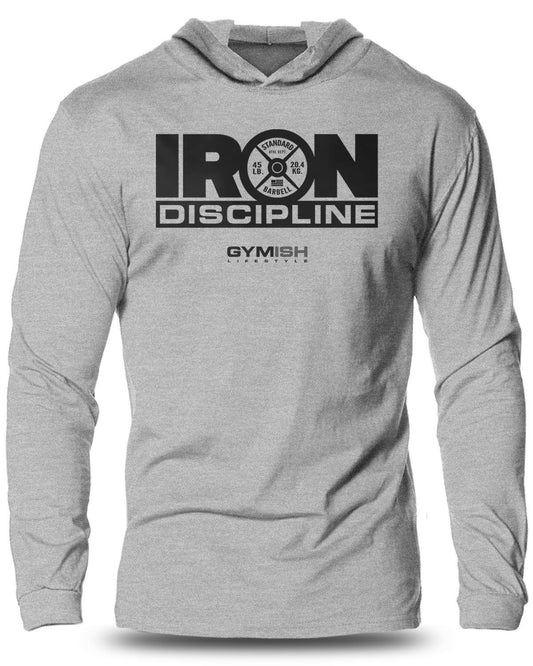 079- IRON DISCIPLINE Lightweight Long Sleeve Hooded T-shirt for Men - Gymish - - #Gym Shirts# - - #Workout T-Shirts#