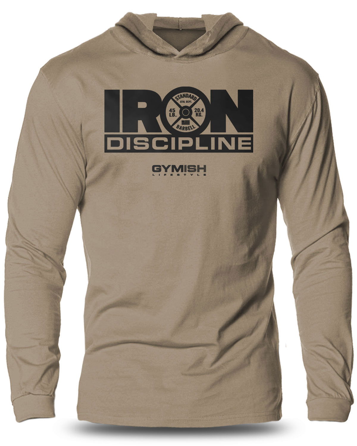 079- IRON DISCIPLINE Lightweight Long Sleeve Hooded T-shirt for Men - Gymish - - #Gym Shirts# - - #Workout T-Shirts#