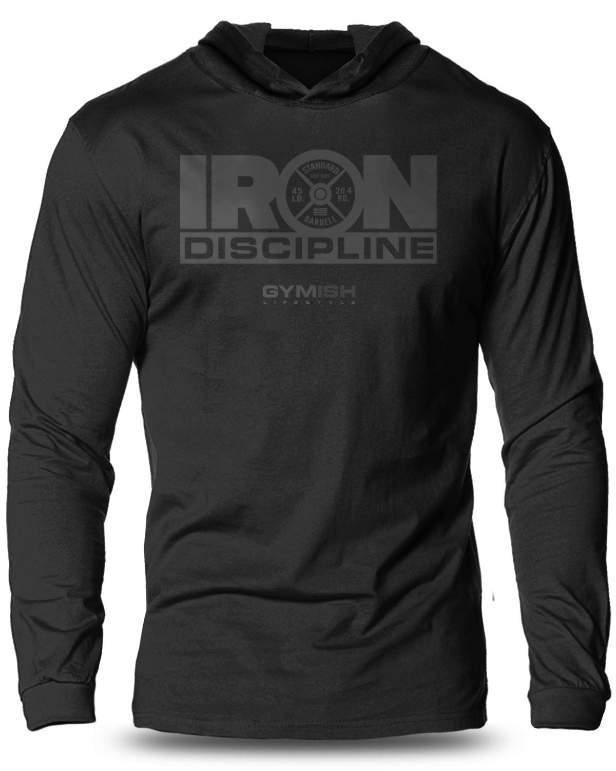 079- IRON DISCIPLINE Lightweight Long Sleeve Hooded T-shirt for Men - Gymish - - #Gym Shirts# - - #Workout T-Shirts#