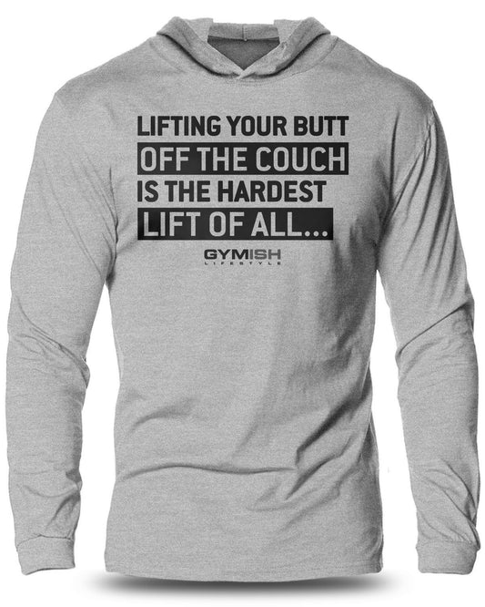 081- Hardest Lift Lightweight Long Sleeve Hooded T-shirt for Men - Gymish - - #Gym Shirts# - - #Workout T-Shirts#