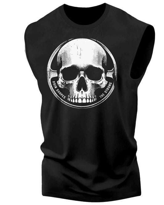 122. Pain Shapes Workout Funny Muscle Tank Top for Men White On Black T-Shirt GYMISH LIFESTYLE