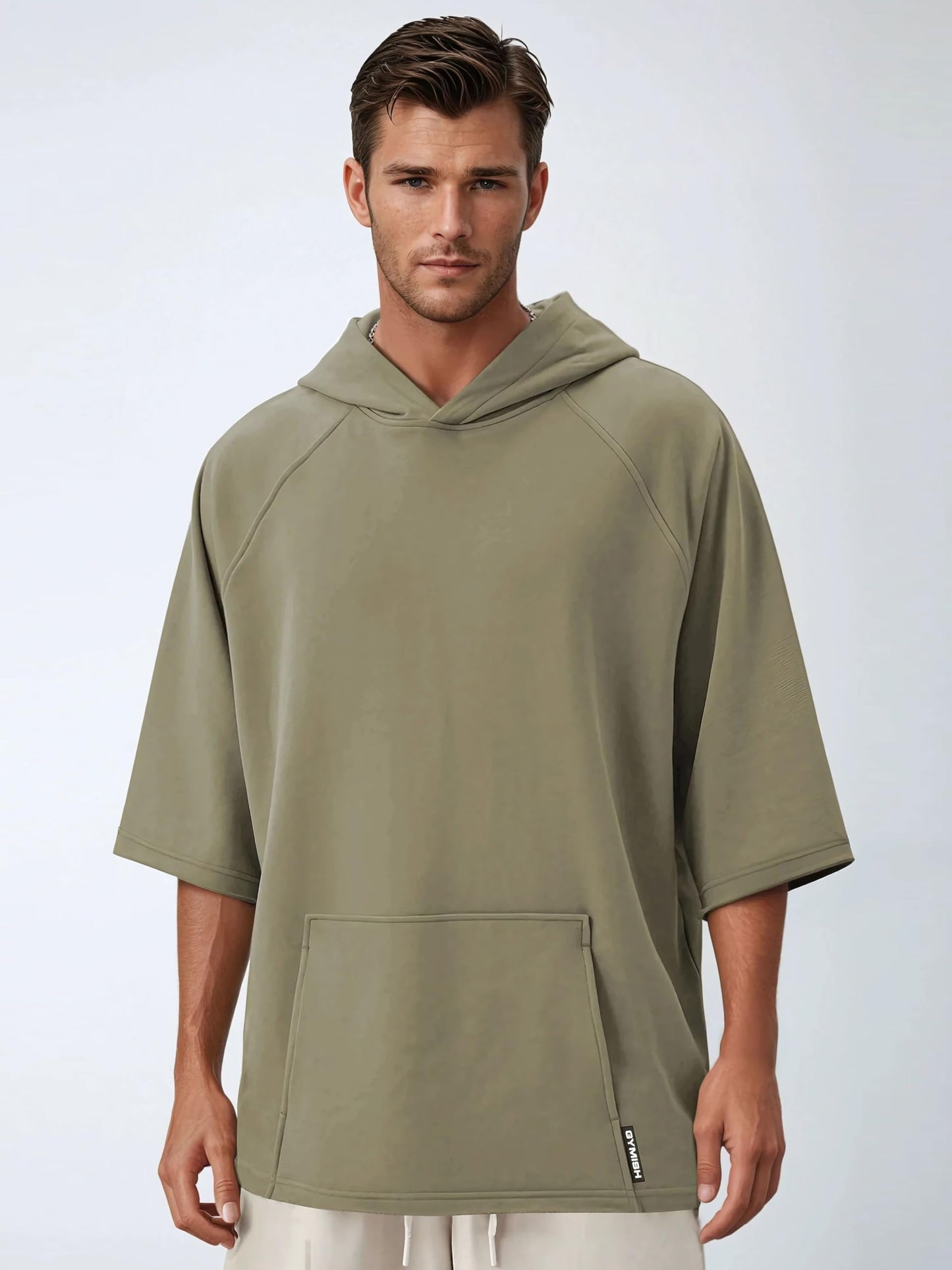 Gymish Lifestyle Oversized Short-Sleeve Hoodie Casual Streetwear Pullover for Men & Women