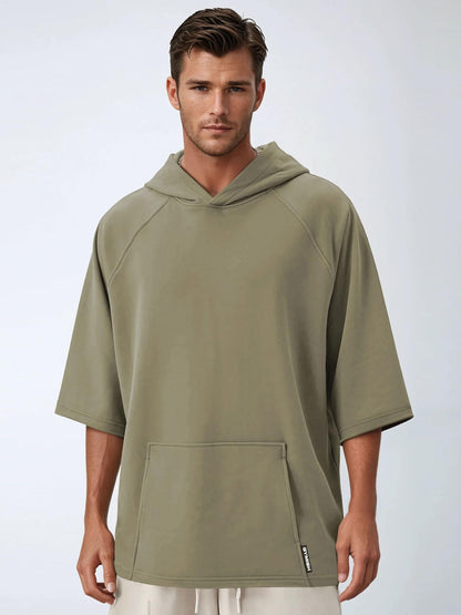 Gymish Lifestyle Oversized Short-Sleeve Hoodie Casual Streetwear Pullover for Men & Women