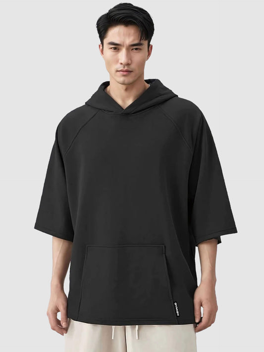 Gymish Lifestyle Oversized Short-Sleeve Hoodie Casual Streetwear Pullover for Men & Women