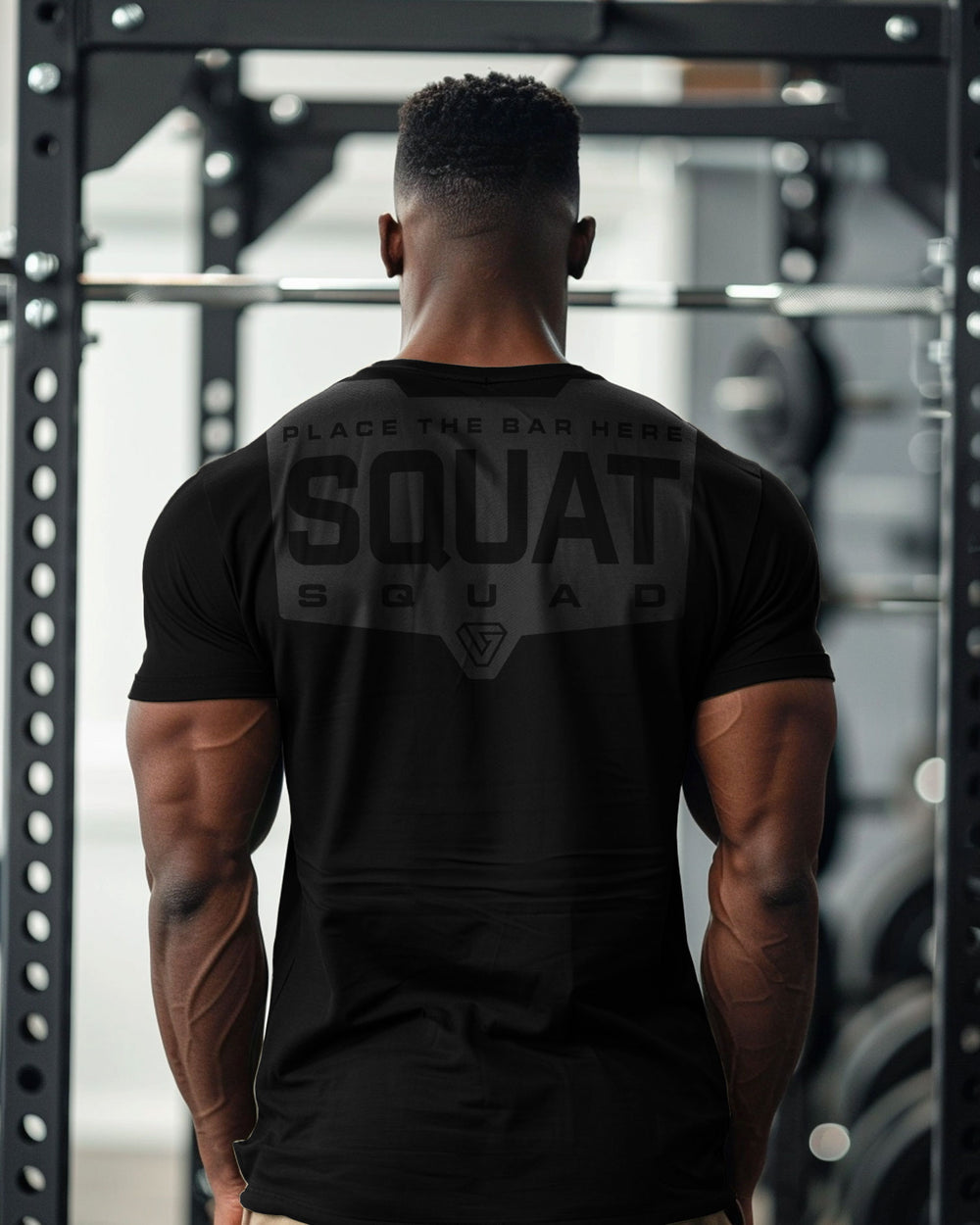 094. Squat Squad Rubber Back Design Gym Workout T-Shirt for Men