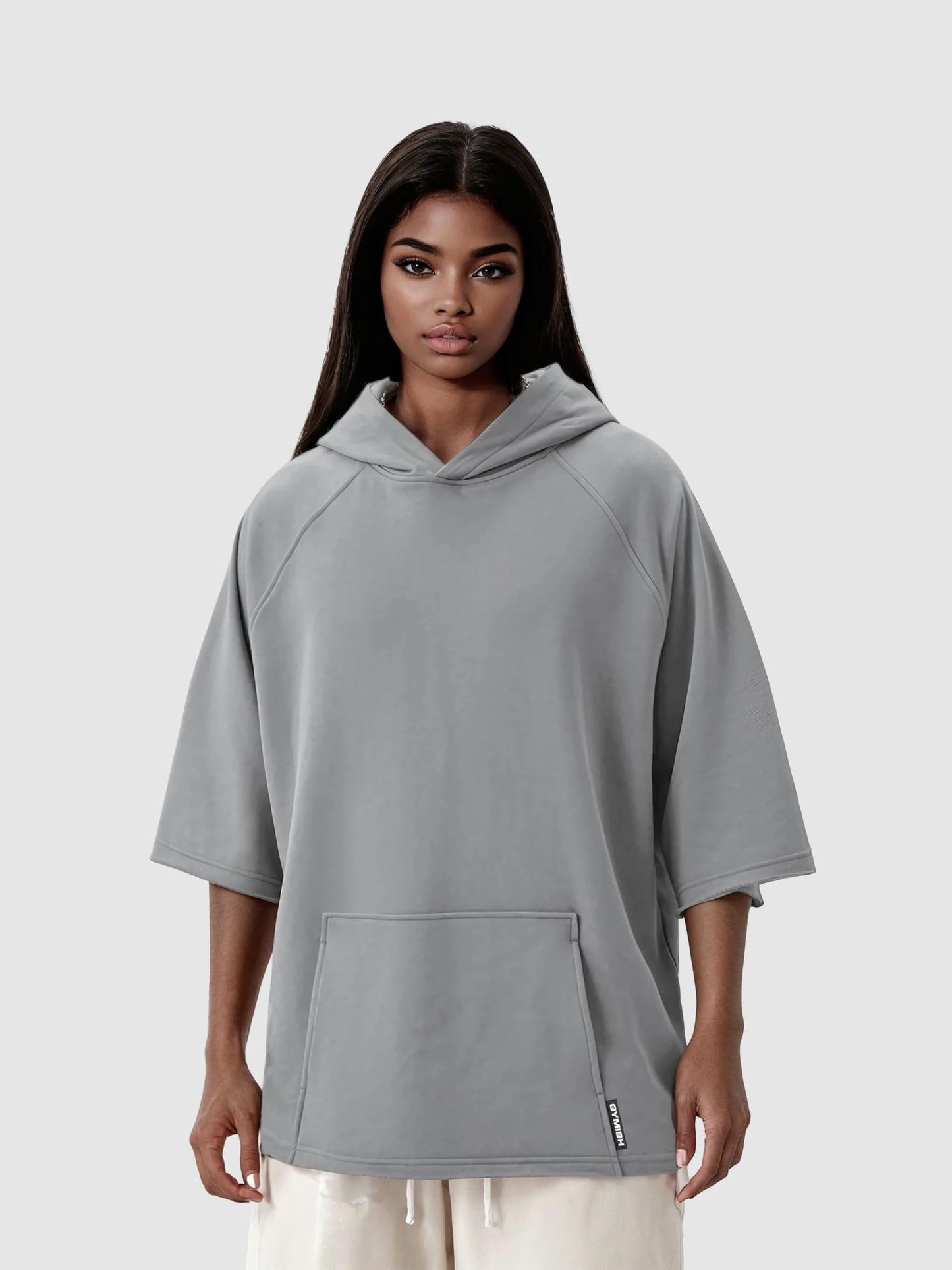Gymish Lifestyle Oversized Short-Sleeve Hoodie Casual Streetwear Pullover for Men & Women