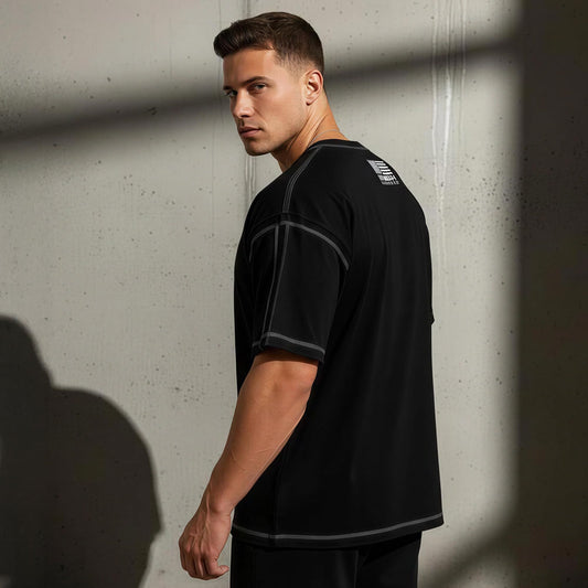 Gymish Lifestyle Men’s Vintage Oversized Gym T-Shirt, Relaxed Fit Bodybuilding & Workout Tee