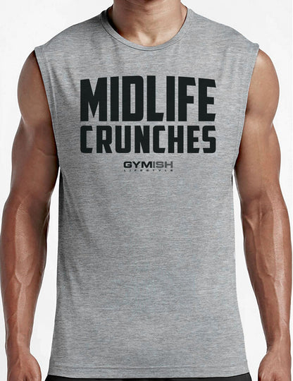 082. Gymish Lifestyle Midlife Crunches Funny Motivational Workout Gym T-shirts for Men