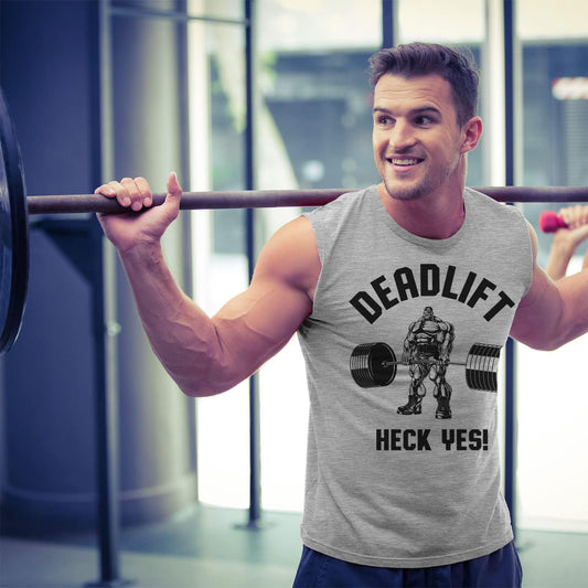 023. Deadlifts Heck Yes! Funny Workout Muscle Tank Top for Men T-Shirt GYMISH LIFESTYLE