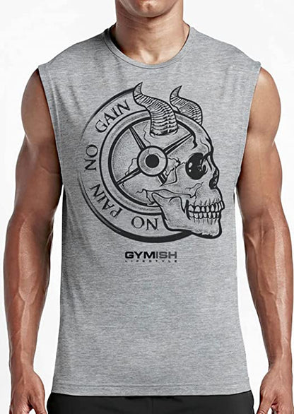 027. No Pain No Gain Funny Workout Muscle Tank Top for Men T-Shirt GYMISH LIFESTYLE