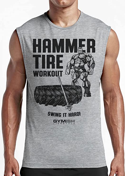 050. Hammer Tire Funny Workout Muscle Tank Top for Men T-Shirt GYMISH LIFESTYLE