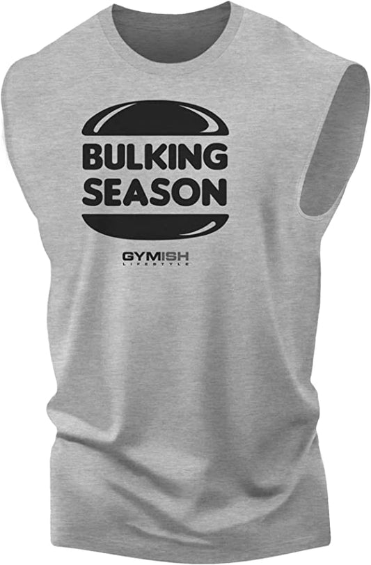 060. Bulking Season Workout Muscle Tank Top for Men Heather Grey T-Shirt GYMISH LIFESTYLE