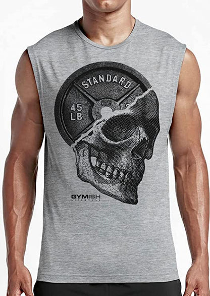 Skull Weight Plate Muscle Tank Top, Sleeveless Workout Shirt, Lifting Shirt, Gym Shirt