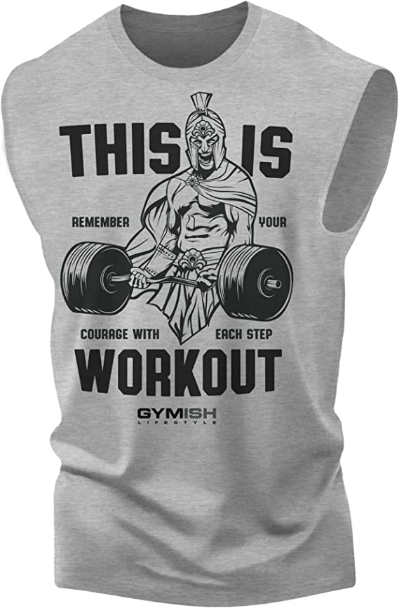 026. Spartan Gym Funny Workout Muscle Tank Top for Men Heather Grey T-Shirt GYMISH LIFESTYLE