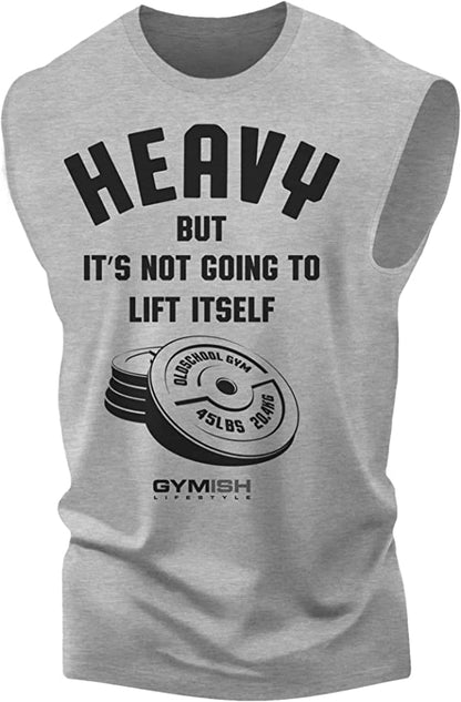 041. Heavy Lift Funny Workout Muscle Tank Top for Men Heather Grey T-Shirt GYMISH LIFESTYLE