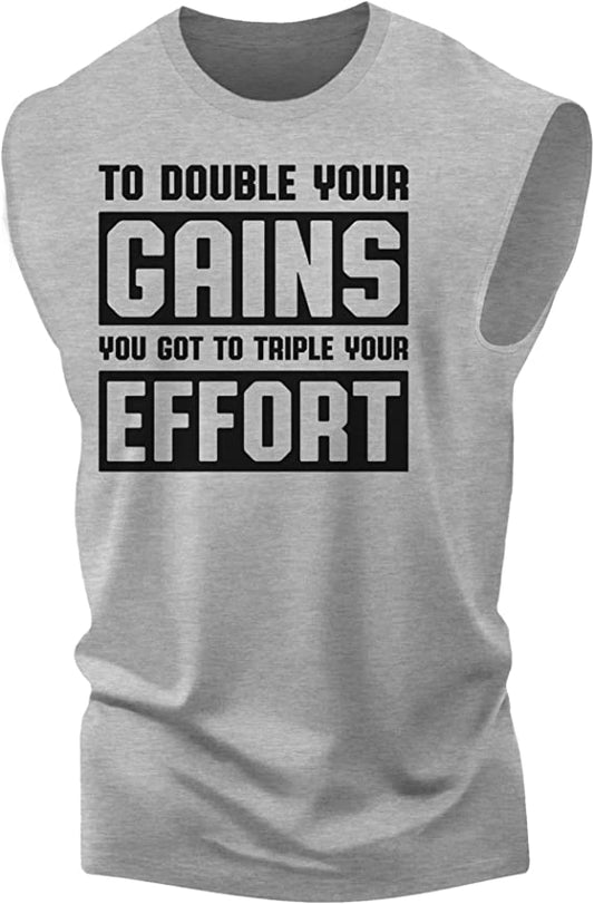 053. Double Your Gains Funny Workout Muscle Tank Top for Men