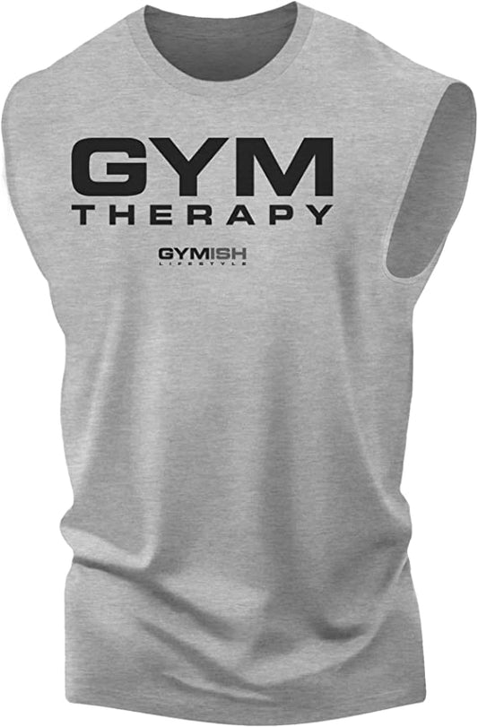 055. Gym Therapy Workout Muscle Tank Top for Men Heather Grey T-Shirt GYMISH LIFESTYLE