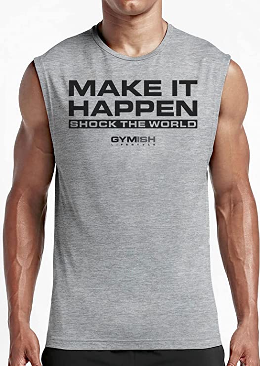 061. Shock The World Funny Workout Muscle Tank Top for Men T-Shirt GYMISH LIFESTYLE