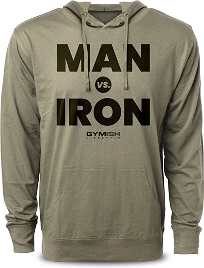 Man vs Iron Workout Hoodies Funny Hoodies Gym Sweatshirt Lifting Pullover