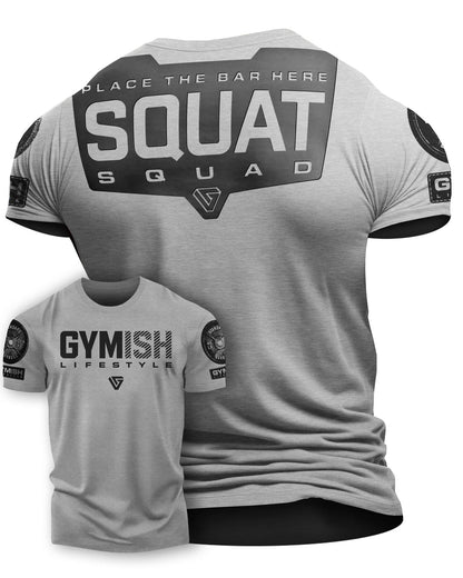 094. Squat Squad Rubber Back Design Gym Workout T-Shirt for Men