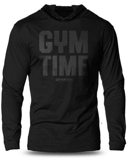 019-GYM TIME - I'll BE BACK Lightweight Long Sleeve Hooded T-shirt for Men