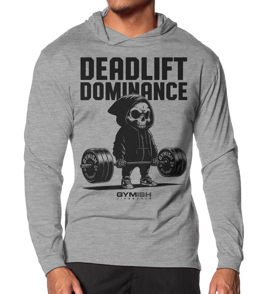 095-Deadlift Dominance Lightweight Long Sleeve Hooded T-shirt for Men
