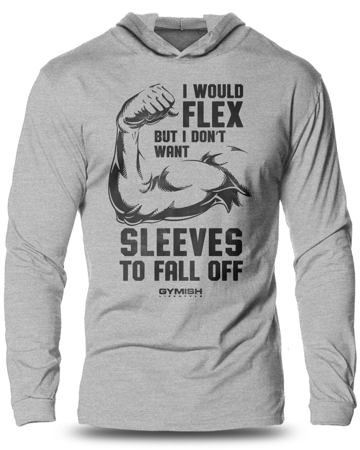 014-I Would FLEX Lightweight Long Sleeve Hooded T-shirt for Men