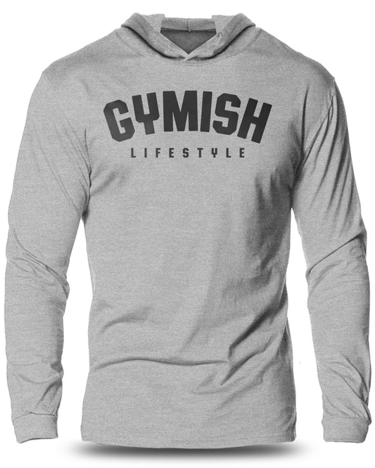 046- Gymish Lifestyle Lightweight Long Sleeve Hooded T-shirt for Men