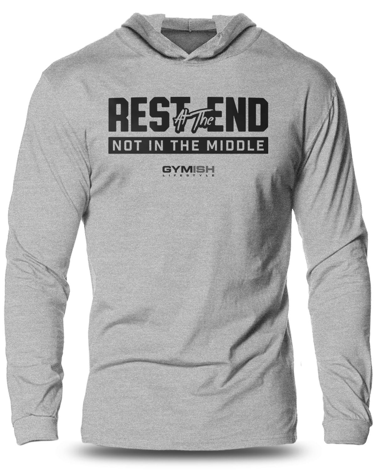 087- Rest At The End Lightweight Long Sleeve Hooded T-shirt for Men