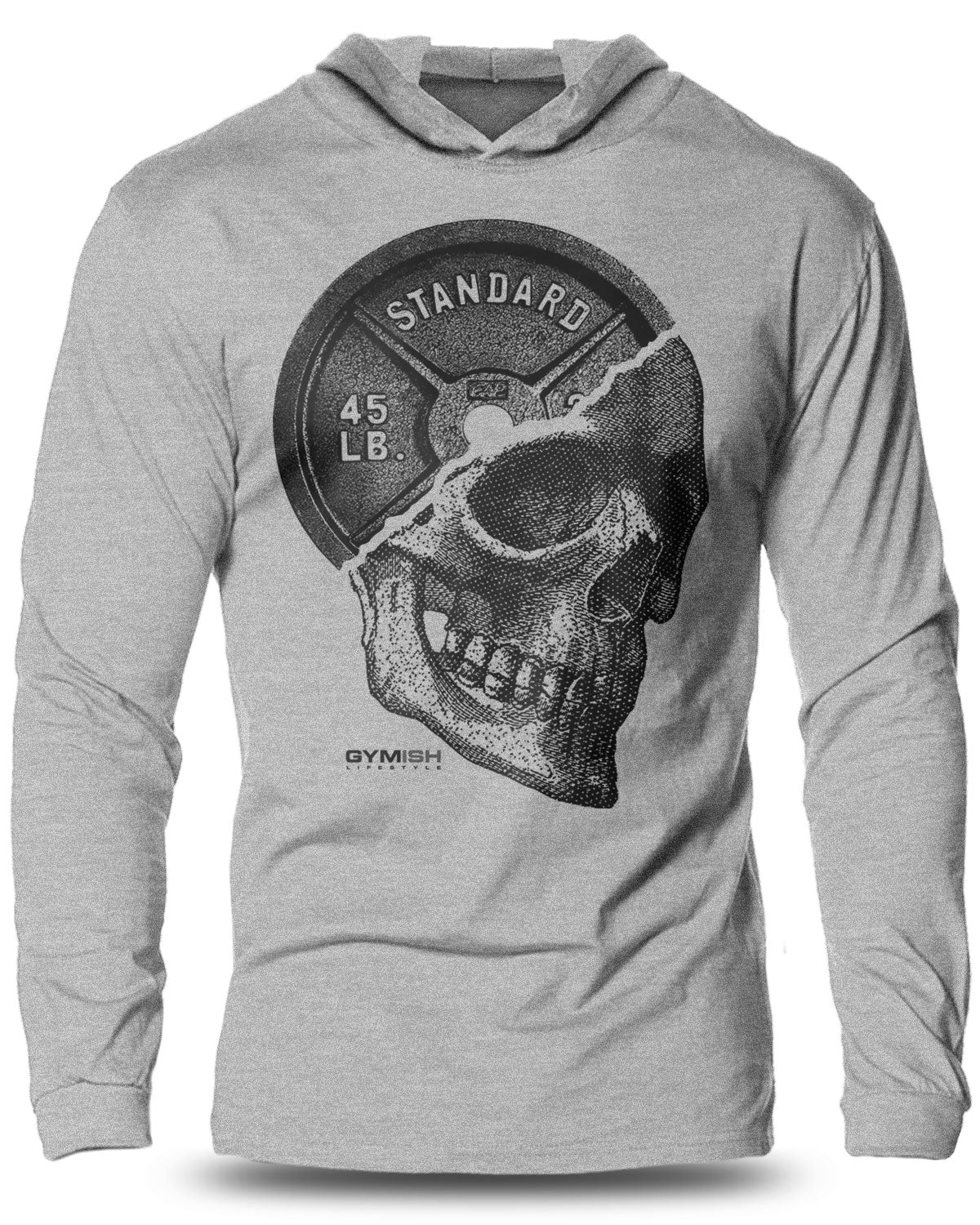 051- Skull Plate Lightweight Long Sleeve Hooded T-shirt for Men