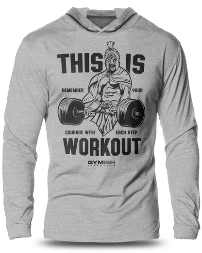 026- Spartan Gym Lightweight Long Sleeve Hooded T-shirt for Men