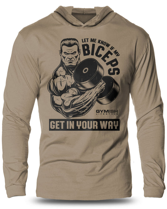 036-Biceps In Your Way Lightweight Long Sleeve Hooded T-shirt for Men