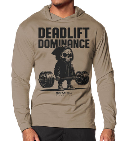 095-Deadlift Dominance Lightweight Long Sleeve Hooded T-shirt for Men