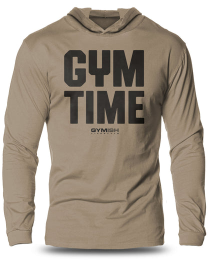 019-GYM TIME - I'll BE BACK Lightweight Long Sleeve Hooded T-shirt for Men