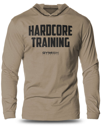 080- HARDCORE TRAINING Lightweight Long Sleeve Hooded T-shirt for Men