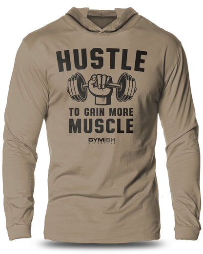 011-Hustle For Muscle Lightweight Long Sleeve Hooded T-shirt for Men