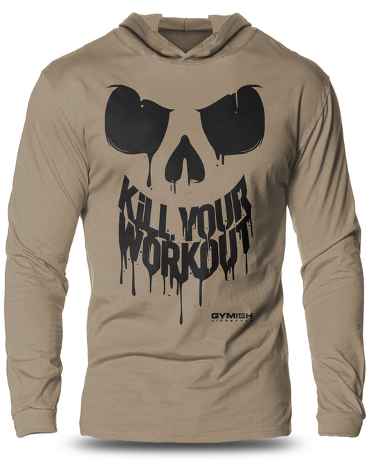 078- Kill Your Workout Lightweight Long Sleeve Hooded T-shirt for Men