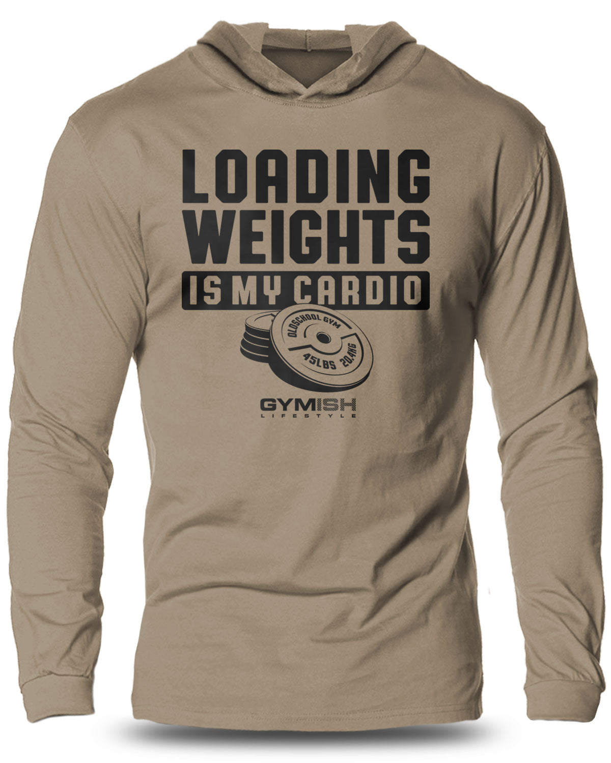 092- Loading Weights Cardio Lightweight Long Sleeve Hooded T-shirt for Men