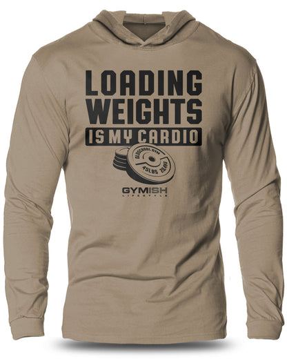 092- Loading Weights Cardio Lightweight Long Sleeve Hooded T-shirt for Men