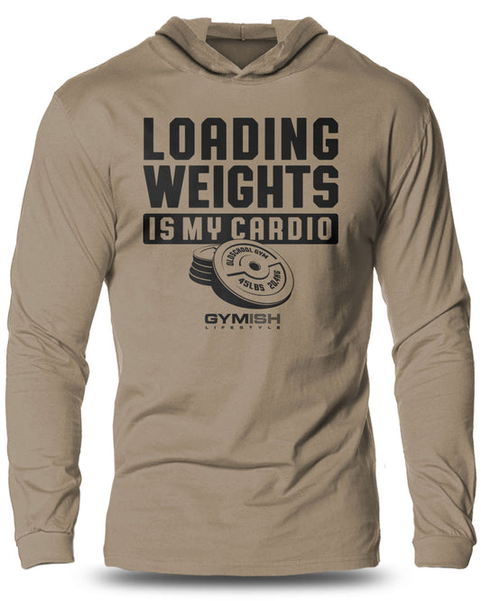 092. Loading Weights Cardio Lightweight Long Sleeve Hooded T-shirt for Men