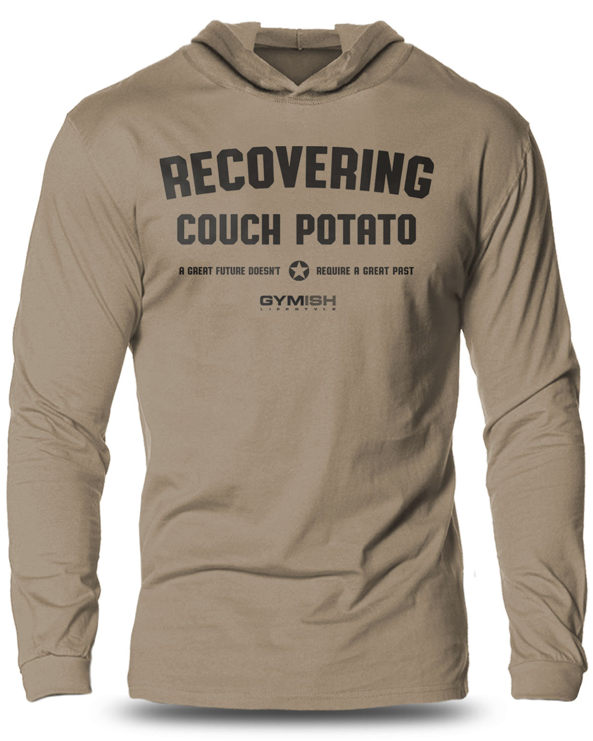 030- Recovering Couch Potato Lightweight Long Sleeve Hooded T-shirt for Men