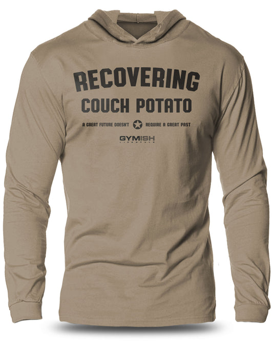 030. Recovering Couch Potato Lightweight Long Sleeve Hooded T-shirt for Men