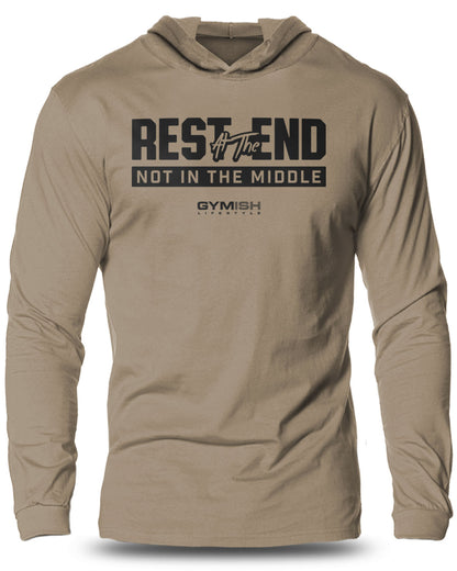 087- Rest At The End Lightweight Long Sleeve Hooded T-shirt for Men