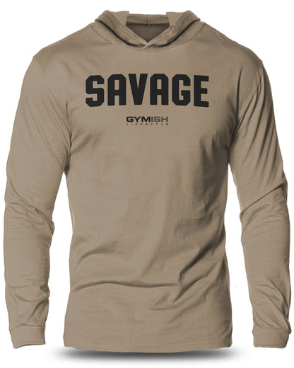 003-Savage Lightweight Long Sleeve Hooded T-shirt for Men