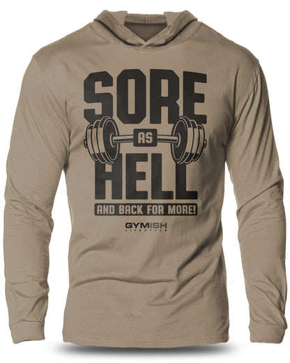 008-Sore As Hell Lightweight Long Sleeve Hooded T-shirt for Men