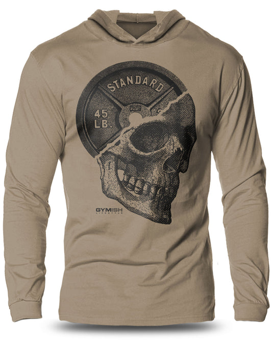 051- Skull Plate Lightweight Long Sleeve Hooded T-shirt for Men