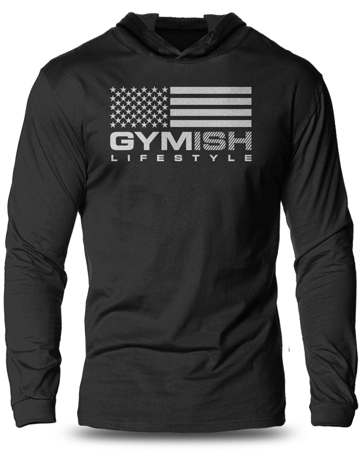 074- FLAG Lightweight Long Sleeve Hooded T-shirt for Men